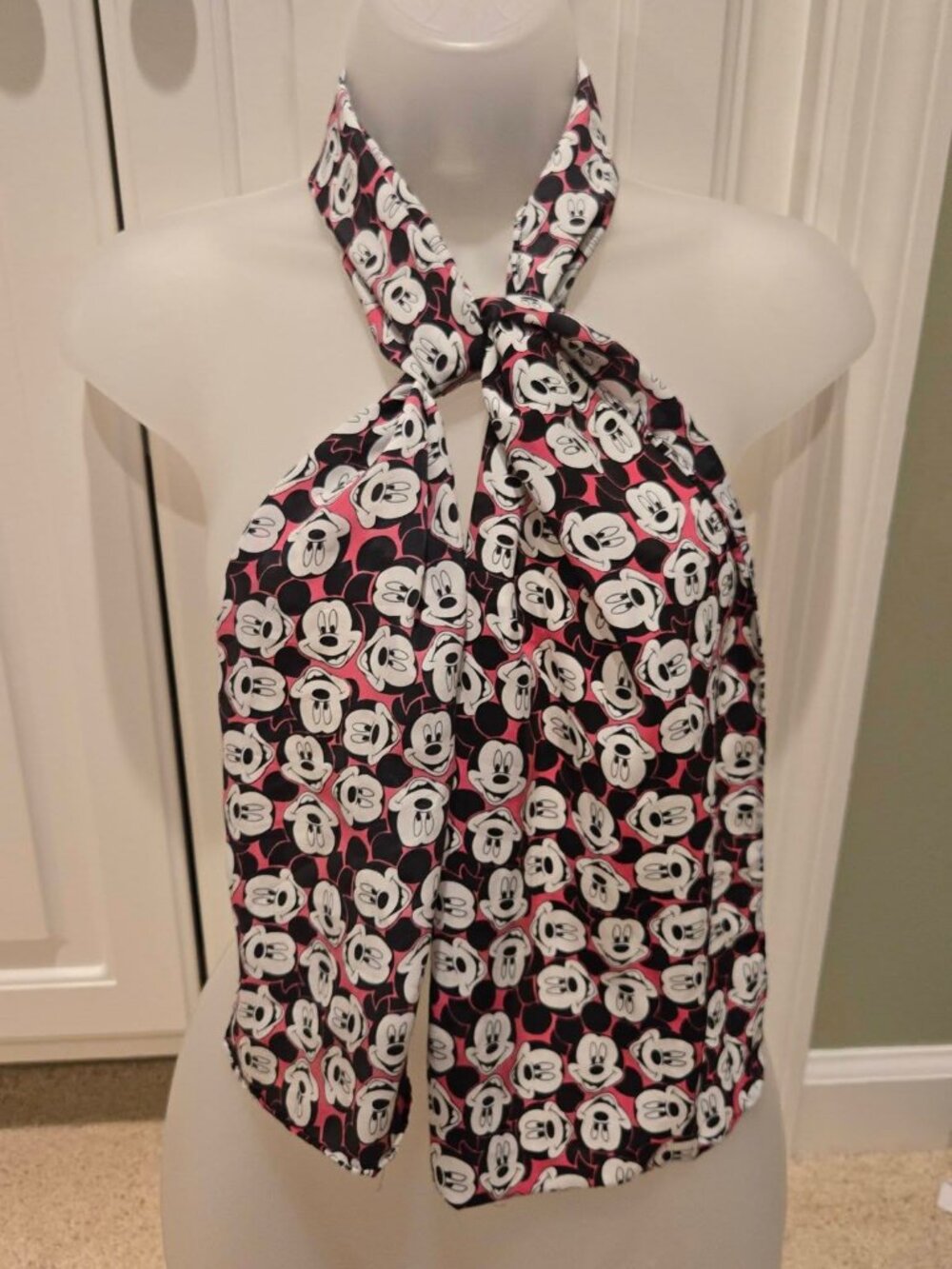 Vintage Disney Pink Mickey Mouse Head Printed Scarf